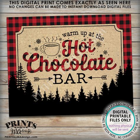 hot chocolate bar sign warm    hot chocolate bar lumberjack