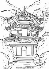 Chinesische Mauer Malvorlage Pagoda Pagode Zum Ausmalbild sketch template