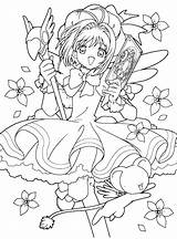 Sakura Coloring Pages Cardcaptor Anime Card Kinomoto Color Clear Manga Coloring2print sketch template