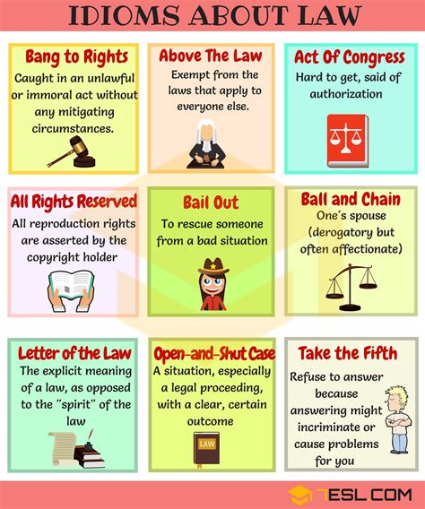 30 Useful Legal And Law Idioms Sayings And Phrases • 7esl Law School