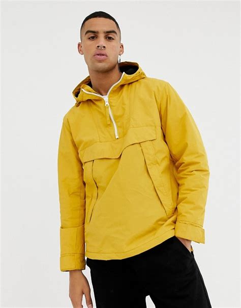 bershka hooded jacket  yellow   zip  side zips asos