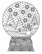 Zentangle Winter Coloring Snow Globe Preview sketch template
