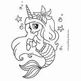 Mermaid Coloring Pages Kids Unicorn Printable Mermaids Sparkling Minds sketch template