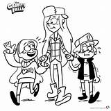 Gravity Falls Coloring Pages Dipper Mabel Wendy Printable sketch template