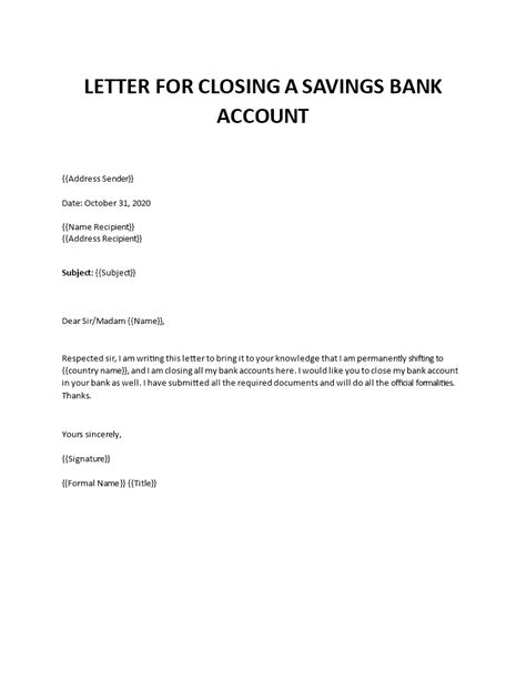 letter  close bank account sample