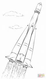 Rocket Coloring Space Pages Drawing Needle Printable Color Print sketch template