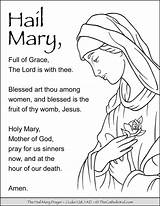 Hail Prayers Thecatholickid Blessed Virgin Rosary Pray Kid God Saint Session Thou Praying sketch template
