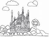 Mosque Masjid Mewarnai Batam Yayasan Islam Muslim sketch template