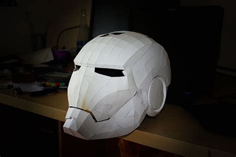 papercraft iron man helmet wip behance