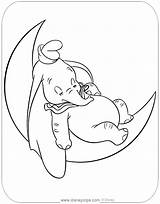 Dumbo Coloring Pages Disney Moon Sleeping Disneyclips Ausmalbilder Baby Elephant Mandala Printable Crescent Cartoon Zum Ausdrucken Malvorlagen Sweet Drawing Ausmalen sketch template