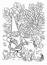 Coloring Gnome Garden Pages David Gnomes Adult Watering Rabbit Autumn His Printable Fairy Designlooter Book Milk Give Wife Baby Adults sketch template