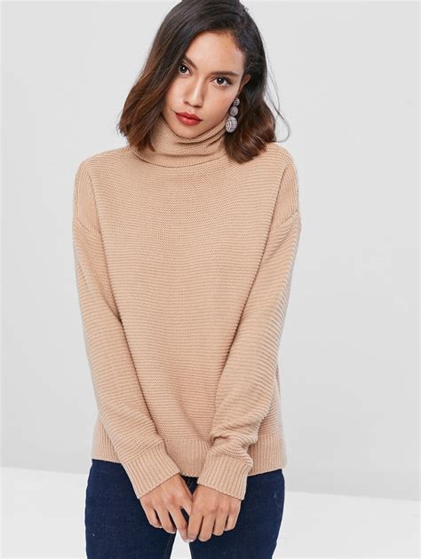2018 autumn new sweaters turtleneck long slit knitted long sleeve
