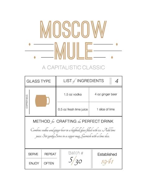 moscow mule printable recipe