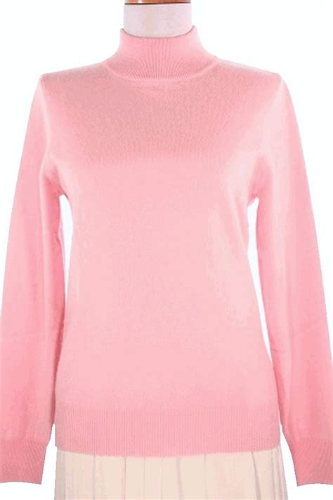 4 Ply Women S Mock Turtleneck Cashmere Sweater Pink