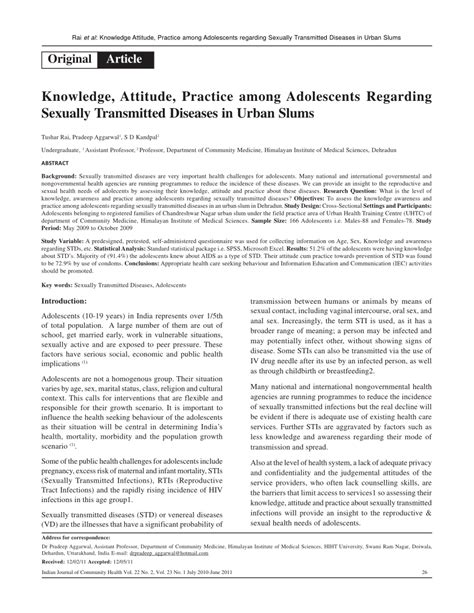 pdf knowledge awareness practice among adolescents