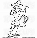 Detective Magnifying Glass Outline Holding Boy Cartoon Leishman Ron Protected Law Copyright May Toonclips sketch template
