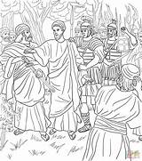 Gethsemane Judas Ausmalbild Praying Pilate Supercoloring Verhaftet Erwachsene Pontius Besuchen Crowd sketch template