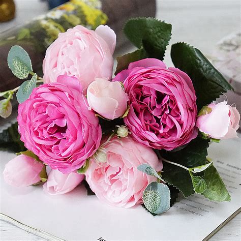 cheap bulk beautiful rose peony artificial silk flowers