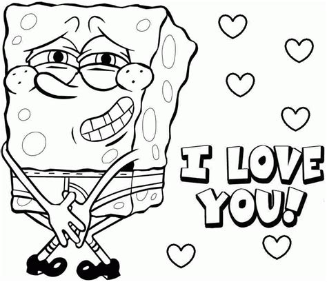 spongebob valentines colouring pages coloring home
