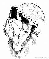 Wolf Coloring Pages Printable Wolves Color Moon Animal Sheets Kids Adult Howling Print Baby Adults Colouring Found Drawing Book Prints sketch template