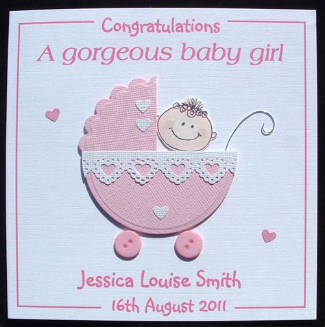 baby card  baby girl card personalised handmade