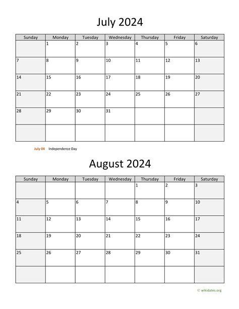 july  august  calendar wikidatesorg