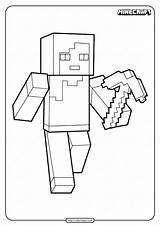 Minecraft Coloring Alex Pages Pickaxe sketch template