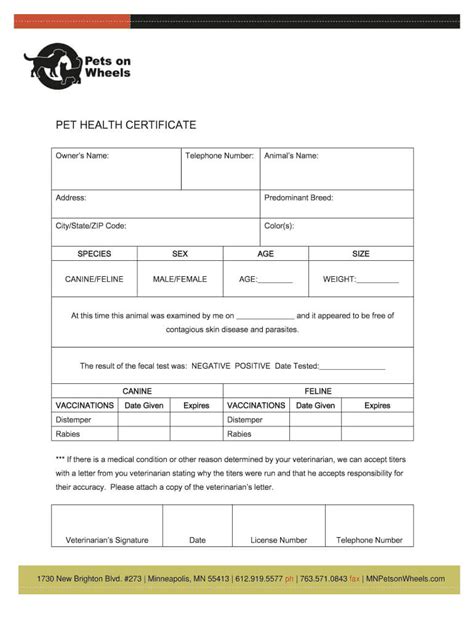 pet health certificate online fill online printable with dog