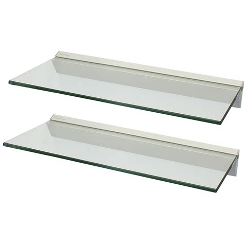 hartleys pairx cm clear floating glass wall shelves storagedisplay shelf ebay