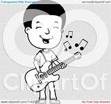 Boy Guitar Cartoon Adolescent Teenage Playing Coloring Clipart Thoman Cory Outlined Vector Clip sketch template