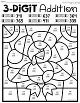 Addition Color Number Thanksgiving Digit Worksheets Coloring Math Worksheet Grade Code Regrouping These Printable Great Numbers Incorporate Way Three Printables sketch template