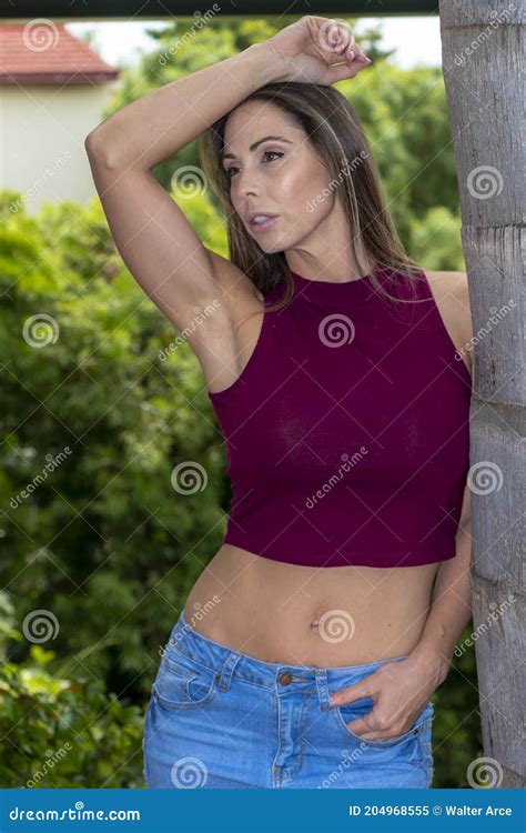 Lovely Brunette Model Posing Outdoors Stock Image Image Of Gorgeous