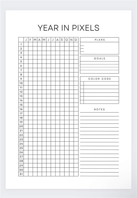 year  pixelsyear   glancemonthly plannermood etsy uk year  pixels yearly planner