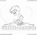 Sand Playing Coloring Boy Box Outline Clipart Illustration Royalty Rf Bannykh Alex sketch template