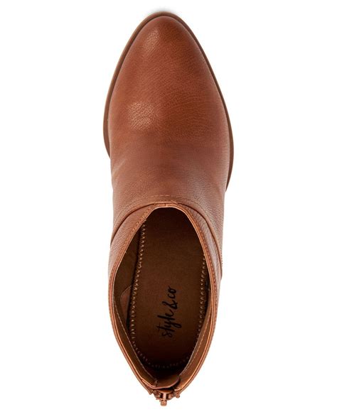 Style And Co Womens Monyaa Closed Toe Ankle Fashion Boots Cognac Size