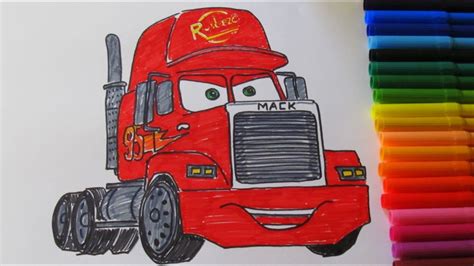 draw  cartoon disney pixar cars  mack  coloring  boys