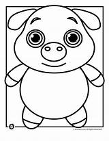Pig Coloring Cute Pages Template Print Color Pigs Animal Kids Sheet Colouring Drawing Printable Templates Animals Bellied Pot Shape Funny sketch template