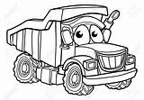 Truck Dump Cartoon Construction Drawing Character Vehicle Lorry Trailer Clip Vector Illustrations Dumper Tipper Getdrawings sketch template