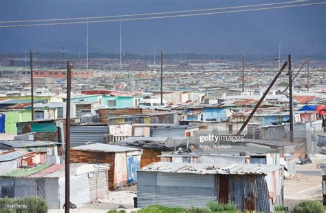 shacks in shanty town of mitchells plain cape town south africa high