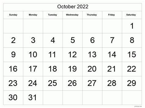 printable october  calendar  printable calendars