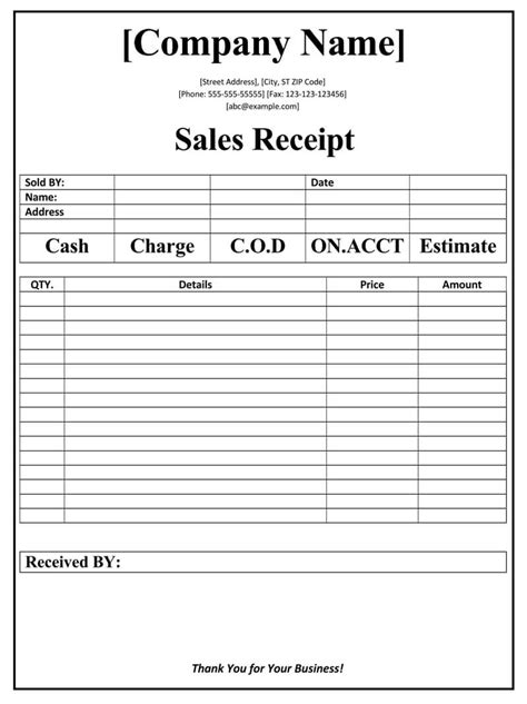 retail receipt template doctemplates