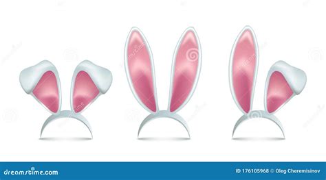 rabbit ears realistic  vector illustrations set easter bunny ears