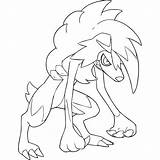 Lycanroc Midnight Pokémon Branco Sun sketch template