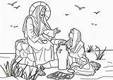 Coloring Jesus Printable Pages Samaritan Well Woman Bible Divyajanani sketch template
