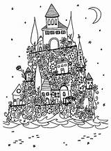 Village Coloring Pages Hill Architecture Adults Living Adult Colouring Doodle Color Choose Board Printable Kids sketch template