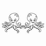 Octopus Coloring Octopuses Pages Two Printable Sailor Hat Head Eyed Big Color Cute sketch template