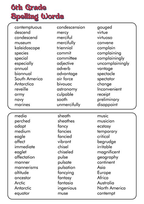 grade spelling words worksheets    worksheetocom