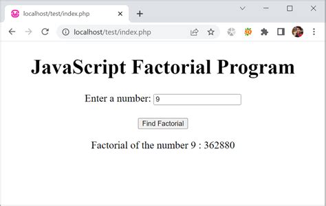 factorial program  javascript
