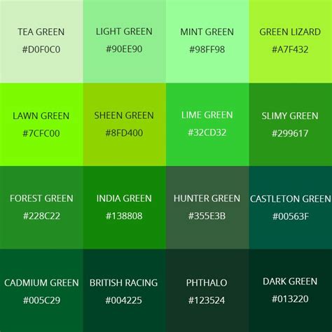 color scheme  green  shown   colors