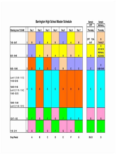 master schedule template   master schedule examples samples master schedule schedule